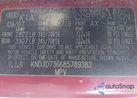 2008 Kia Sorento Ex из США, поврежденный, VIN KNDJD736685789383